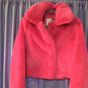 Womens pink faux fur jacket